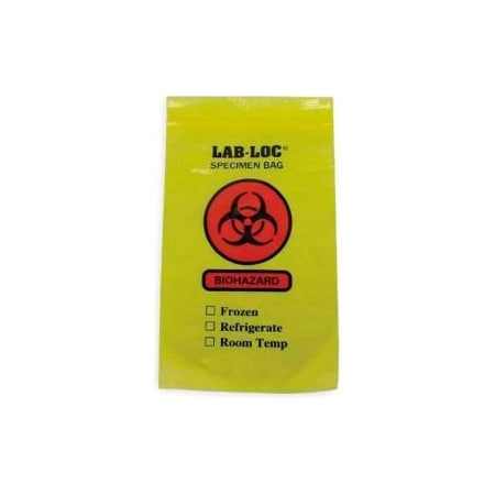 Lk Packaging Reclosable 3-Wall Specimen Transfer Bag (Biohazard), 6" x 9", Yellow Tint, Pkg Qty 1000 LAB20609YE